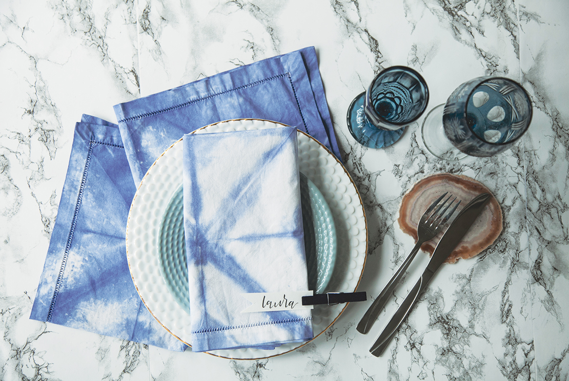 serviettes de table shibori deco DIY