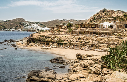 Décor bohème en Grèce, sur l'île de Mykonos
