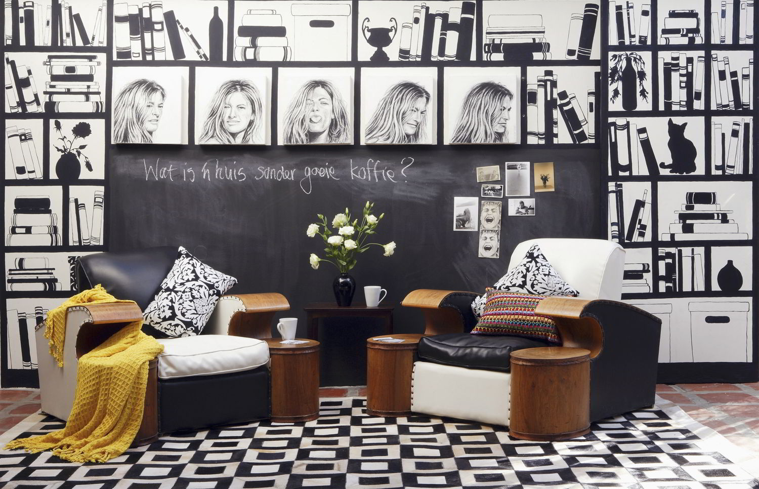 Dalani, Banco Nero, Poltrone in Legno e Pelle, Lavagna e Fotografie in Bianco e Nero Dalani, Banco Nero, Moda, Casa, Design, Trend, Idee, Decorazioni, Colori