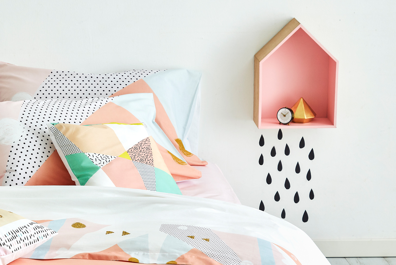 Geometrico, Trend, Letto, Vintage, Decorazioni, Stile