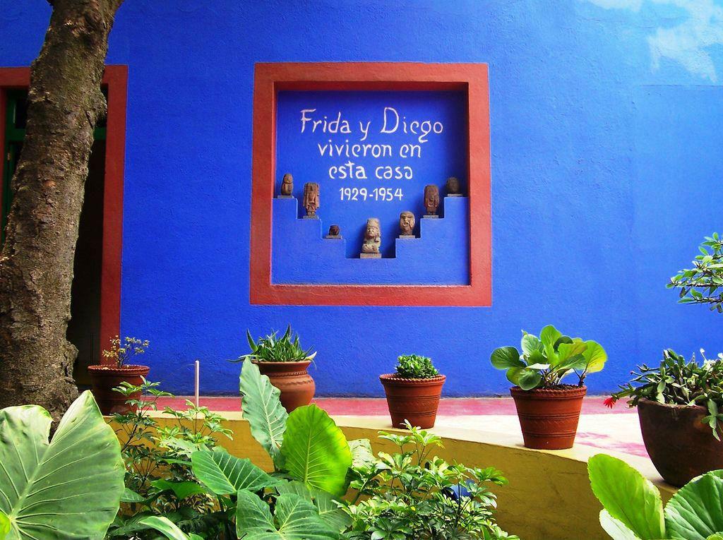 Dalani, Frida Kahlo, Villa Coyoacan a Città del Messico in cui abitò con Diego Rivera dal 1929 al 1954 Dalani, Frida Kahlo, Arte, Casa, Colori, Fiori, Ispirazioni, Giardino