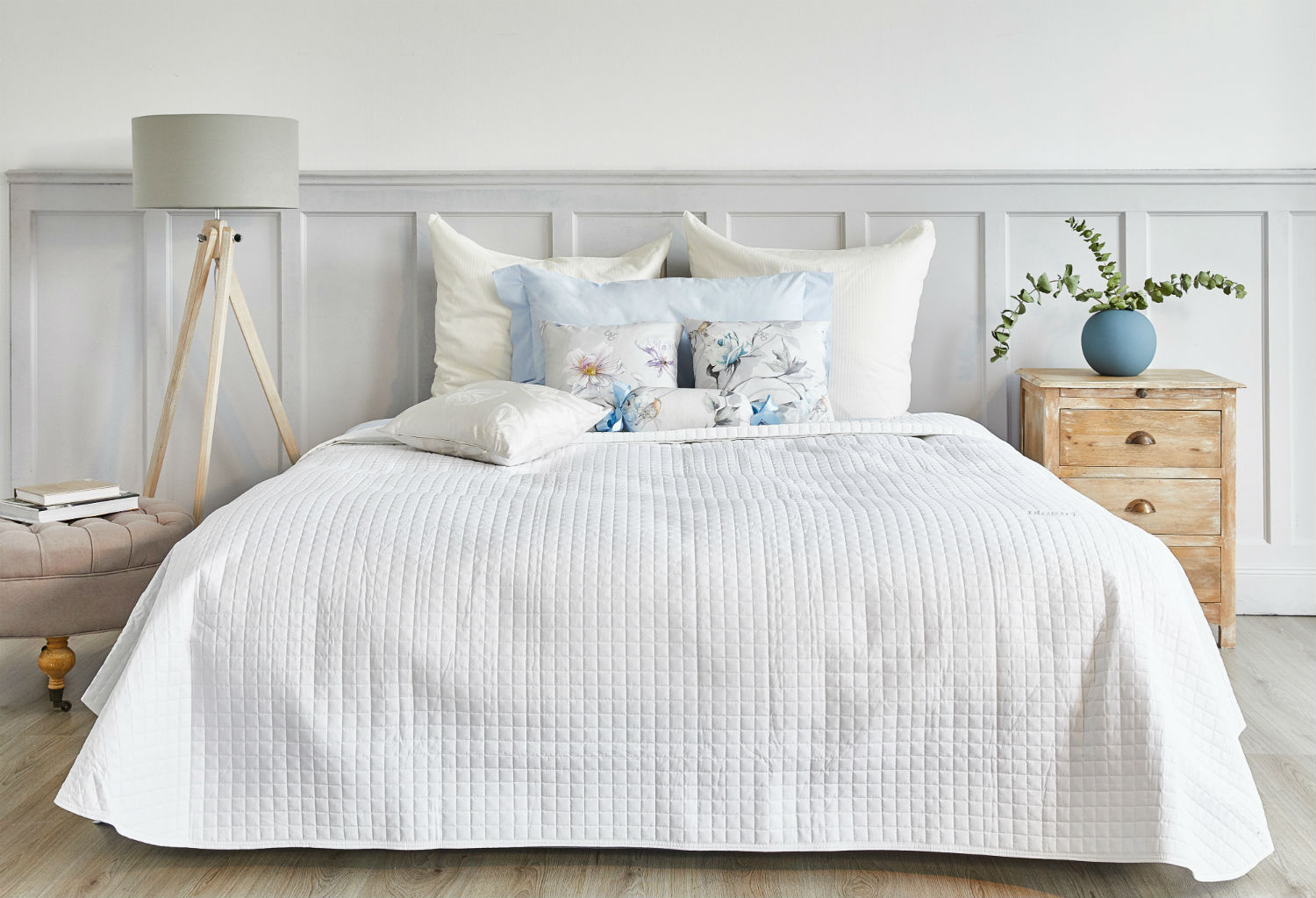 Dalani, Blugirl, Copriletto in Cotone Tilly Bianco, Cuscini Fantasia Annael Dalani, Blugirl, Made in Italy, Fiori