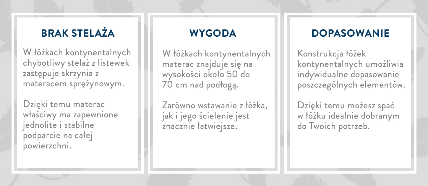 zalety łóżek kontynentalnych